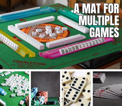 Mahjong Mat (33"x33") - Non-Slip Noise Reduction Gaming Mat for American Mahjong - Flower-Carnation-12 in Saudi Arabia
