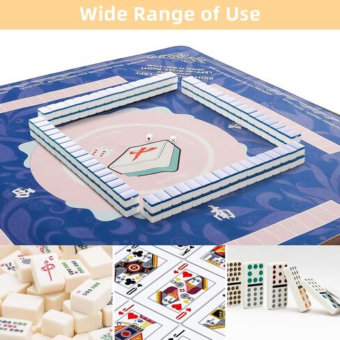 Mahjong Mat 32.4x32.4 Inch - Non-Slip Noise Reduction Gaming Mat, Foldable Durable Surface for Poker, Board Games, Cards, Tiles & Dominoes - 2mm - Blue in Kuwait