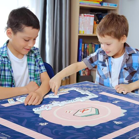 Mahjong Mat 32.4x32.4 Inch - Non-Slip Noise Reduction Gaming Mat, Foldable Durable Surface for Poker, Board Games, Cards, Tiles & Dominoes - 2mm - Blue in Kuwait