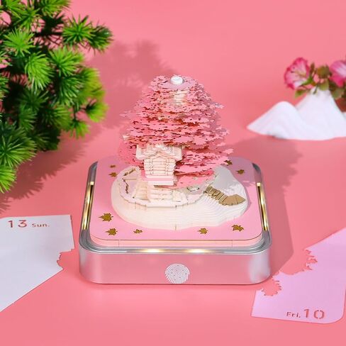 Time Piece Calendar 2026, 3d Desk Calendar 2026, Magic Castle with Weekly & LED Lights, 3D Calendar Paper Carving Art Memo Pad Notepad, Gift for Christmas Housewarming Desktop Decoration in Saudi Arabia