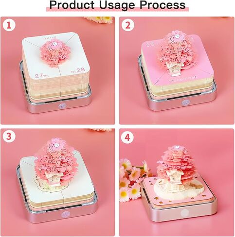 Time Piece Calendar 2026, 3d Desk Calendar 2026, Magic Castle with Weekly & LED Lights, 3D Calendar Paper Carving Art Memo Pad Notepad, Gift for Christmas Housewarming Desktop Decoration in Saudi Arabia