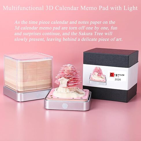 Time Piece Calendar 2026, 3d Desk Calendar 2026, Magic Castle with Weekly & LED Lights, 3D Calendar Paper Carving Art Memo Pad Notepad, Gift for Christmas Housewarming Desktop Decoration in Saudi Arabia
