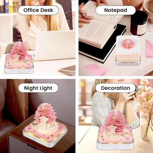 Time Piece Calendar 2026, 3d Desk Calendar 2026, Magic Castle with Weekly & LED Lights, 3D Calendar Paper Carving Art Memo Pad Notepad, Gift for Christmas Housewarming Desktop Decoration in Saudi Arabia