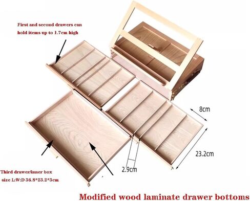 Portable 3-Drawer Storage Box Easel Adjustable Wooden Artist Desktop Storag Case with Lined Drawer for Art Supplies Painters Adult Student Artist in Saudi Arabia
