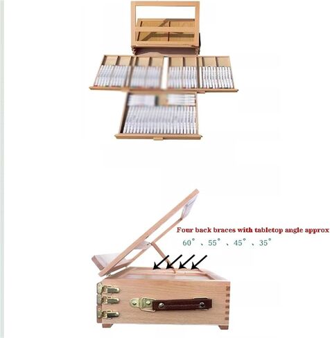 Portable 3-Drawer Storage Box Easel Adjustable Wooden Artist Desktop Storag Case with Lined Drawer for Art Supplies Painters Adult Student Artist in Saudi Arabia