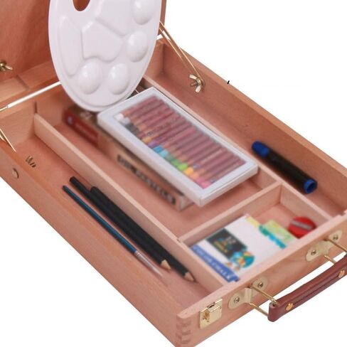Toolbox Storage Box Drawer Type Painting Box Real Display Painting Wood Box Drawing Board Easel Art Supplies in Saudi Arabia
