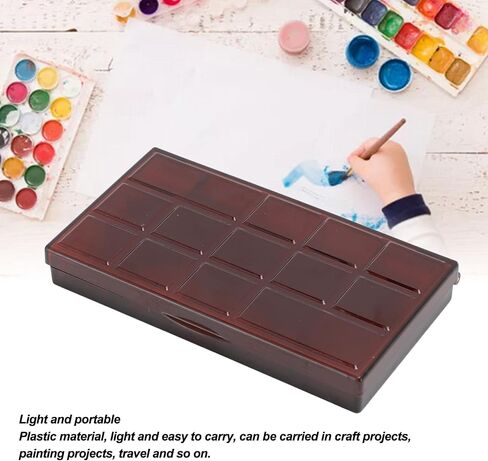 Transparent Paint Box 15 Grids Clear Plastic Painting Pigment Box Leakproof Portable Watercolor Palettes Box for Artists Students Kids 2pcs (Coffee Color) in Saudi Arabia