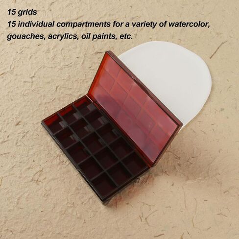 Transparent Paint Box 15 Grids Clear Plastic Painting Pigment Box Leakproof Portable Watercolor Palettes Box for Artists Students Kids 2pcs (Coffee Color) in Saudi Arabia
