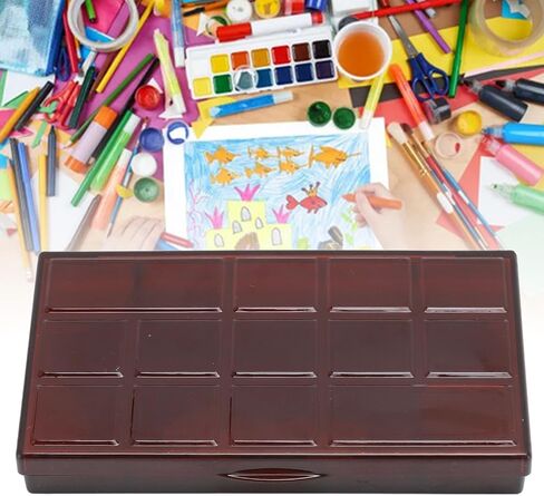 Transparent Paint Box 15 Grids Clear Plastic Painting Pigment Box Leakproof Portable Watercolor Palettes Box for Artists Students Kids 2pcs (Coffee Color) in Saudi Arabia