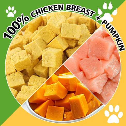 Freeze Dried Pumpkin and Chicken for Dogs and Cats, 100% Pumpkin and Chicken, Natural Treats for Digestion Health, Healthy Food Topper 3.5 oz in Saudi Arabia