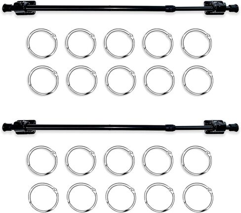 2 Pieces Flip Calendar Rod Adjustable Flip Calendar Holder 16-28 inches for Classroom Whiteboard with 20 Pieces Loose Leaf Rings Binder Rings(Black) in Kuwait