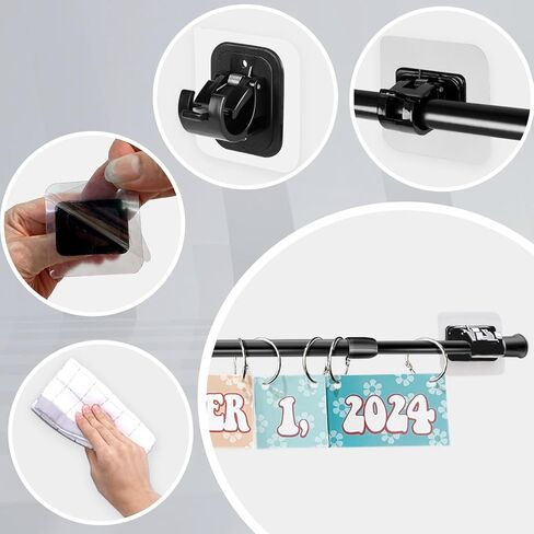 2 Pieces Flip Calendar Rod Adjustable Flip Calendar Holder 16-28 inches for Classroom Whiteboard with 20 Pieces Loose Leaf Rings Binder Rings(Black) in Kuwait