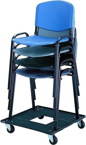 Pemberly Row Contemporary Stacking Mobile Rolling Chair Cart Black in Saudi Arabia