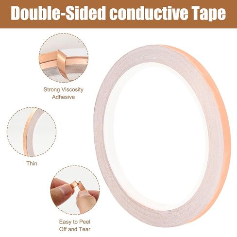 4 شريط رقائق نحاسي لفة للزجاج الملون ، شريط نحاسي موصل مع مكشطة بلاستيكية ، لاصق للمستلزمات الزجاجية الملون ، الغيتار ودرع EMI ، إصلاحات كهربائية (1/4 بوصة) in Kuwait