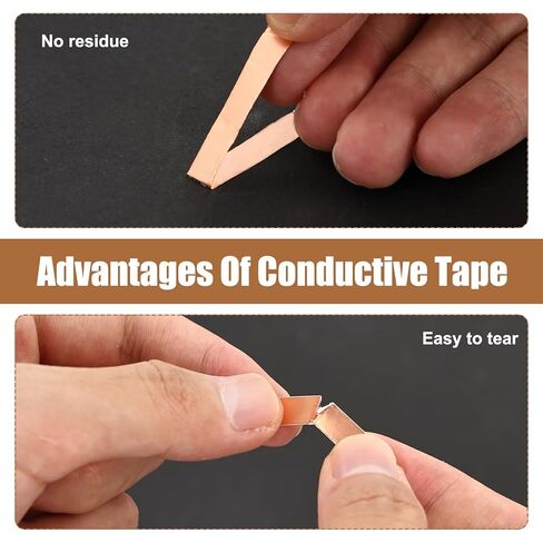 4 شريط رقائق نحاسي لفة للزجاج الملون ، شريط نحاسي موصل مع مكشطة بلاستيكية ، لاصق للمستلزمات الزجاجية الملون ، الغيتار ودرع EMI ، إصلاحات كهربائية (1/4 بوصة) in Kuwait