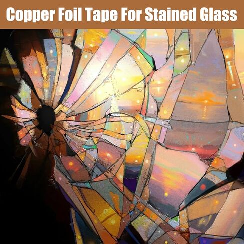 4 شريط رقائق نحاسي لفة للزجاج الملون ، شريط نحاسي موصل مع مكشطة بلاستيكية ، لاصق للمستلزمات الزجاجية الملون ، الغيتار ودرع EMI ، إصلاحات كهربائية (1/4 بوصة) in Kuwait