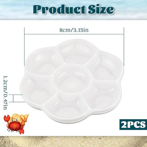 Hermit Crab Food Dish, 2 Pcs Mini Ceramic Hermit Crab Feeding Dish Tiny Reptile Water Bowl with 7 Compartments for Snail, Gecko, Lizard, Aquarium Accessory in Saudi Arabia