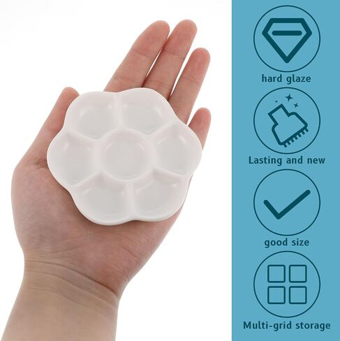 Hermit Crab Food Dish, 2 Pcs Mini Ceramic Hermit Crab Feeding Dish Tiny Reptile Water Bowl with 7 Compartments for Snail, Gecko, Lizard, Aquarium Accessory in Saudi Arabia