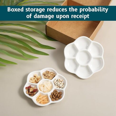 Hermit Crab Food Dish, 2 Pcs Mini Ceramic Hermit Crab Feeding Dish Tiny Reptile Water Bowl with 7 Compartments for Snail, Gecko, Lizard, Aquarium Accessory in Saudi Arabia