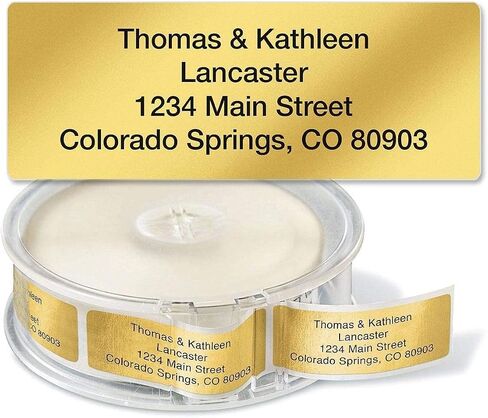 صور ملونة Gold Metallic Rolled Retwork Advens Advent Labels مع موزع ، تخصيص مع اسم وعنوان الشحن ، 250 لاصقة ذاتية ، لفة ملصقات قشر سهلة ، 3/4 "× 2 1/2" in Saudi Arabia