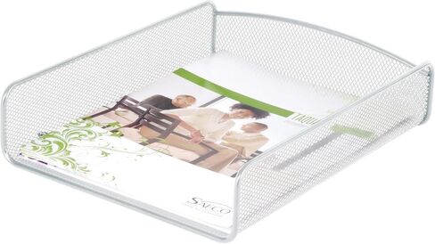 Safco Onyx Mesh Single Tray Skuptop Organizer | الصلب الثقيل | مسحوق المعطف الانتهاء | 11.75 × 9.25 × 2.5 | منظم لوازم المكاتب | رسائل صواني ودعم التراص | فضي in Kuwait