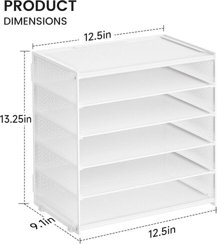 Paper Organizer Storage for Desk Accessories & Workspace Organizers 6 Tier Letter Tray Desk File Organization Metal Mesh Paper Sorter for Office-Black in Kuwait