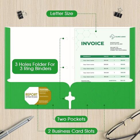 Folders with Pockets, 2 Paper Folders with Pockets (10 Pack, Assorted Colors), File Folders Letter Size, 3 Hole Punched with Business Card Slot, File Folders for School Office Home Documents in Saudi Arabia