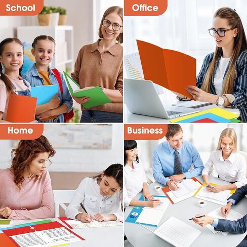 Folders with Pockets, 2 Paper Folders with Pockets (10 Pack, Assorted Colors), File Folders Letter Size, 3 Hole Punched with Business Card Slot, File Folders for School Office Home Documents in Saudi Arabia