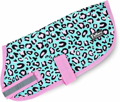 Jeffers Expression Dog Blanket, Party Cheetah, 16"- 600D Water Proof, 240g Insulation for Winter Coat - with Adjustable Belly & Chest Straps - Small Medium to Large Dogs, Pet Apparel for Cold Weather in Saudi Arabia