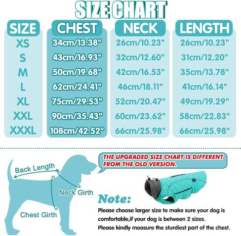 EMUST Winter Dog Coats, Fleece Dog Apparel for Cold Weather, British Style Windproof Warm Pet Jacket for for Winter, Turquoise, XS in Kuwait