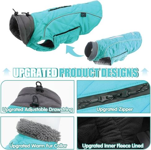 EMUST Winter Dog Coats, Fleece Dog Apparel for Cold Weather, British Style Windproof Warm Pet Jacket for for Winter, Turquoise, XS in Kuwait