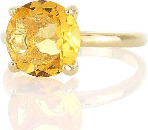 14K Solid Gold Citrine Ring - Delicate Stacking Band with Gemstone - 4-Prong Cocktail Jewelry for Women in Saudi Arabia