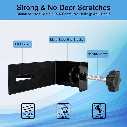 Tupsky Lock Box Door Mount Bracket ، Hooks Door Door القابلة للتعديل لمفاتيح صندوق قفل الأمان للوصول الطارئ (الأسود ، حزمة واحدة) in Kuwait
