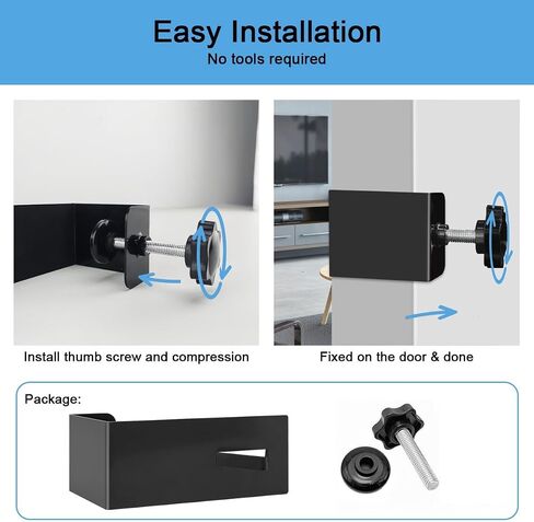 Tupsky Lock Box Door Mount Bracket ، Hooks Door Door القابلة للتعديل لمفاتيح صندوق قفل الأمان للوصول الطارئ (الأسود ، حزمة واحدة) in Kuwait