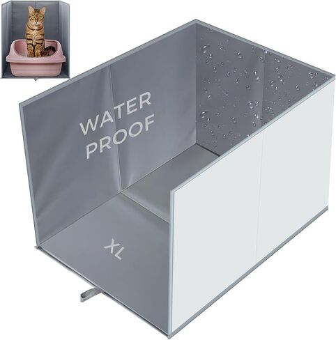 27.8"L×19.5"W×16.93"H Foldable Cat Litter Box Enclosure Splash Guard with Removable Mat Large High Sided for Litter Pan Water Resistant Easy Clean Anti-Leakage Pee Shields Privacy Screen in Saudi Arabia