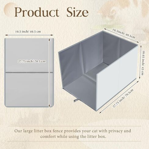 27.8"L×19.5"W×16.93"H Foldable Cat Litter Box Enclosure Splash Guard with Removable Mat Large High Sided for Litter Pan Water Resistant Easy Clean Anti-Leakage Pee Shields Privacy Screen in Saudi Arabia