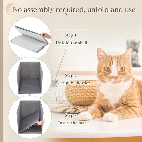 27.8"L×19.5"W×16.93"H Foldable Cat Litter Box Enclosure Splash Guard with Removable Mat Large High Sided for Litter Pan Water Resistant Easy Clean Anti-Leakage Pee Shields Privacy Screen in Saudi Arabia