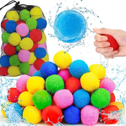 كرات الإسفنج المائية القابلة لإعادة الاستخدام jishi 60pcs بالونات المياه للأطفال على شاطئ الأطفال ، وألعاب الفناء في الهواء الطلق للأطفال الذين تتراوح أعمارهم بين 3-5 سنوات in Kuwait