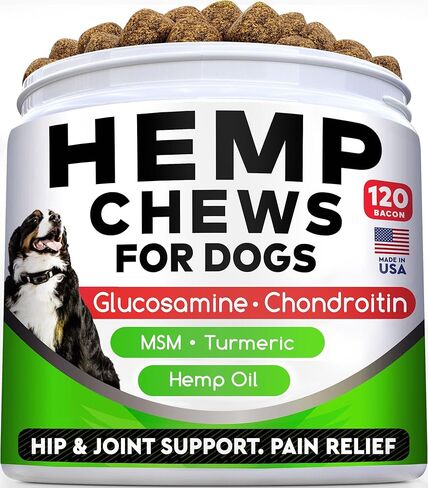 Hemp Chews for Dogs - Glucosamine chondroitin للكلاب تخفيف آلام المفاصل مع زيت القنب ، والكلاب المكمل والمفاصل ، والكورمور MSM للتنقل ، وملحق مفصل الكلاب ، والكلب القنب يعالج المفاصل الصحية in Saudi Arabia