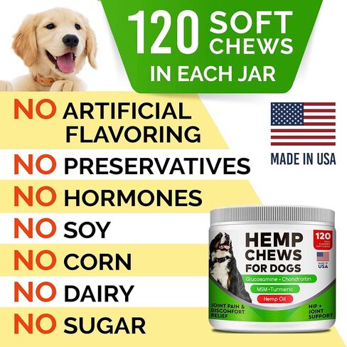 Hemp Chews for Dogs - Glucosamine chondroitin للكلاب تخفيف آلام المفاصل مع زيت القنب ، والكلاب المكمل والمفاصل ، والكورمور MSM للتنقل ، وملحق مفصل الكلاب ، والكلب القنب يعالج المفاصل الصحية in Saudi Arabia