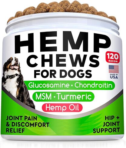 Hemp Chews for Dogs - Glucosamine chondroitin للكلاب تخفيف آلام المفاصل مع زيت القنب ، والكلاب المكمل والمفاصل ، والكورمور MSM للتنقل ، وملحق مفصل الكلاب ، والكلب القنب يعالج المفاصل الصحية in Saudi Arabia