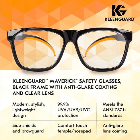 نظارات أمان KleenGuard™ V30 Maverick™ (49311)، مع طلاء مضاد للضباب من KleenVision™، عدسات دخانية، إطار أسود، نظارة شمسية للجنسين للرجال والنساء (الكمية 12) in Kuwait