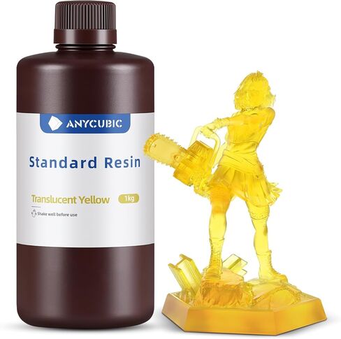 ANYCUBIC High Clear 3D Printer Resin, Resist Yellowing and Highly Transparent, Tough and Resilient, Low Odor 3D Printing Resin, Widely Compatible for All LCD/DLP Resin 3D Printers (High Clear, 1kg) in Kuwait