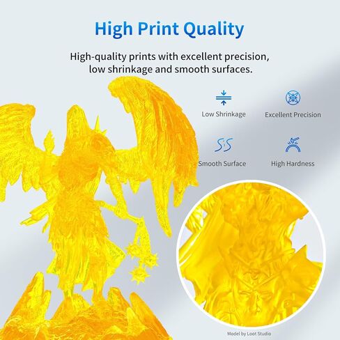 ANYCUBIC High Clear 3D Printer Resin, Resist Yellowing and Highly Transparent, Tough and Resilient, Low Odor 3D Printing Resin, Widely Compatible for All LCD/DLP Resin 3D Printers (High Clear, 1kg) in Kuwait
