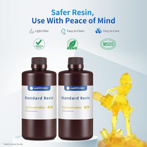 ANYCUBIC High Clear 3D Printer Resin, Resist Yellowing and Highly Transparent, Tough and Resilient, Low Odor 3D Printing Resin, Widely Compatible for All LCD/DLP Resin 3D Printers (High Clear, 1kg) in Kuwait