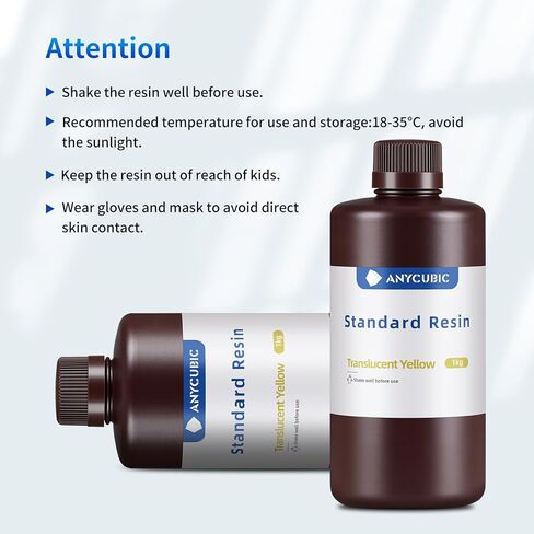 ANYCUBIC High Clear 3D Printer Resin, Resist Yellowing and Highly Transparent, Tough and Resilient, Low Odor 3D Printing Resin, Widely Compatible for All LCD/DLP Resin 3D Printers (High Clear, 1kg) in Kuwait