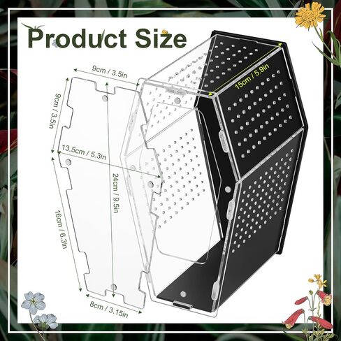 Yalikop Acrylic Jumping Spider Habitat Versatile Reptile Enclosure Transparent Insect Terrarium Habitat for Spiders, Tarantula, Gecko, Chameleon, Beetle, Mantis, and Hermit Crab in Saudi Arabia