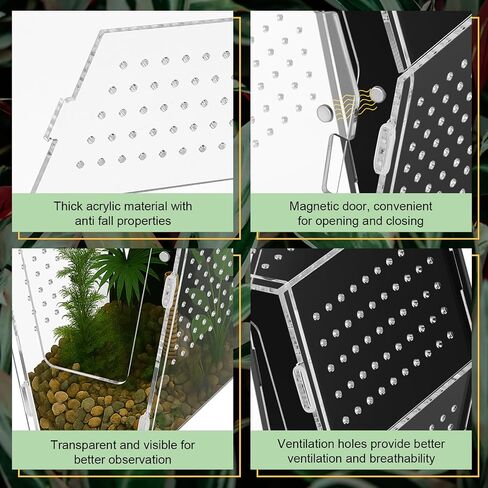 Yalikop Acrylic Jumping Spider Habitat Versatile Reptile Enclosure Transparent Insect Terrarium Habitat for Spiders, Tarantula, Gecko, Chameleon, Beetle, Mantis, and Hermit Crab in Saudi Arabia