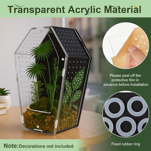 Yalikop Acrylic Jumping Spider Habitat Versatile Reptile Enclosure Transparent Insect Terrarium Habitat for Spiders, Tarantula, Gecko, Chameleon, Beetle, Mantis, and Hermit Crab in Saudi Arabia
