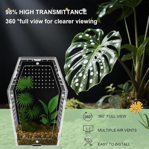 Yalikop Acrylic Jumping Spider Habitat Versatile Reptile Enclosure Transparent Insect Terrarium Habitat for Spiders, Tarantula, Gecko, Chameleon, Beetle, Mantis, and Hermit Crab in Saudi Arabia